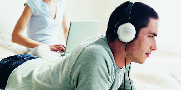 man using high speed internet